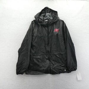 DKNY Sport Windbreaker Jacket Womens Small Tampa Bay Buccaneers Black NFL Hooded